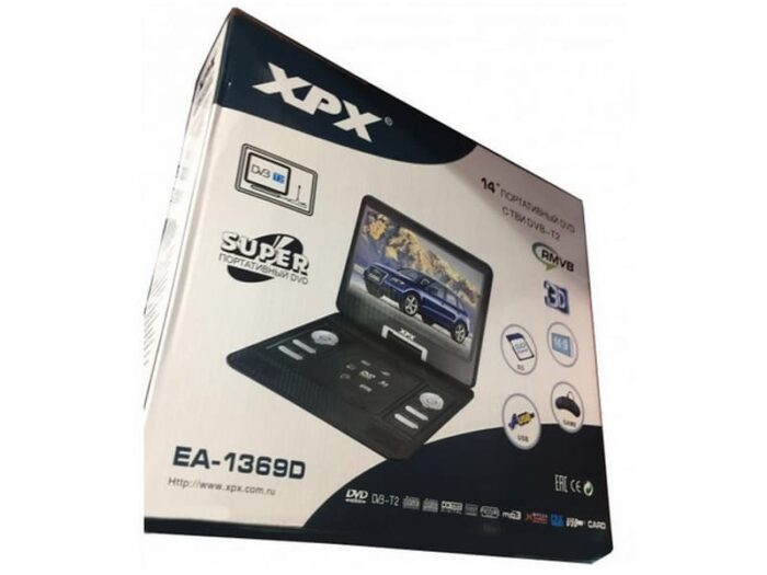 Цифровой DVD-плеер XPX EA-1369D с ТВ-тюнером DVB-T2 (3D / Game / USB / TF)