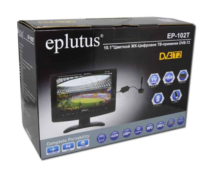 Автомобильный портативный телевизор с DVB-T2 10“ Eplutus EP-102T
