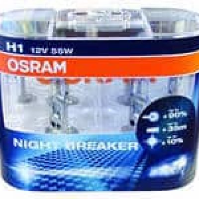 Галогенная лампа H1 Osram Night Breaker 55w ( +90%) к-т