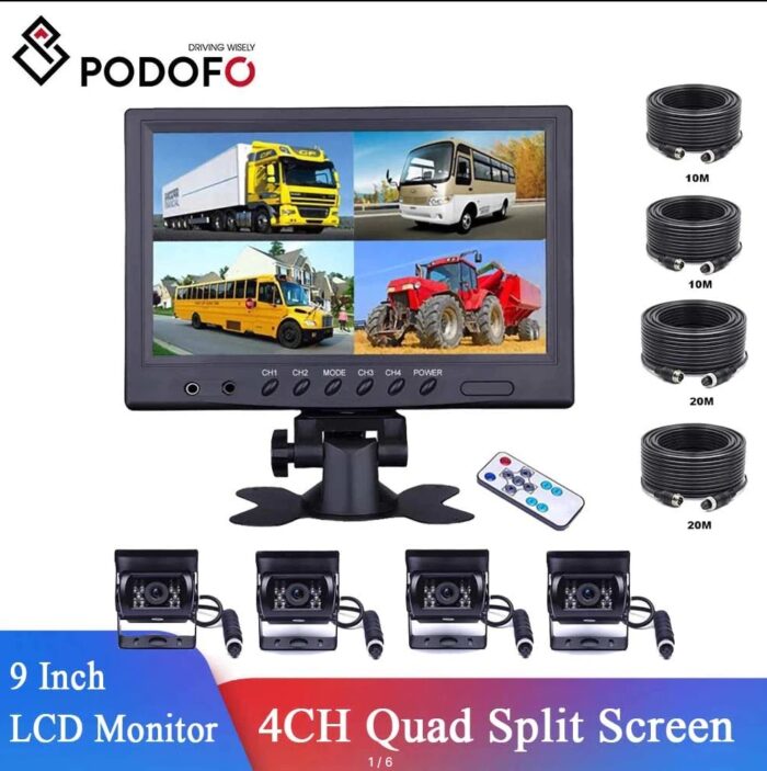 Podofo A2085 Монитор 9" + 4 парковочные камеры с ИК