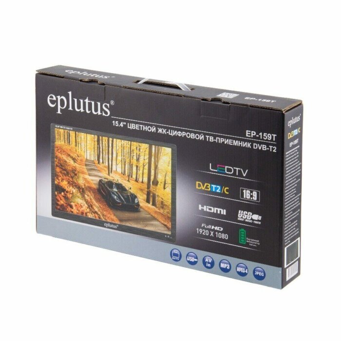 Телевизор с цифровым тюнером DVB-T2/C 15.4" Eplutus EP-159Т